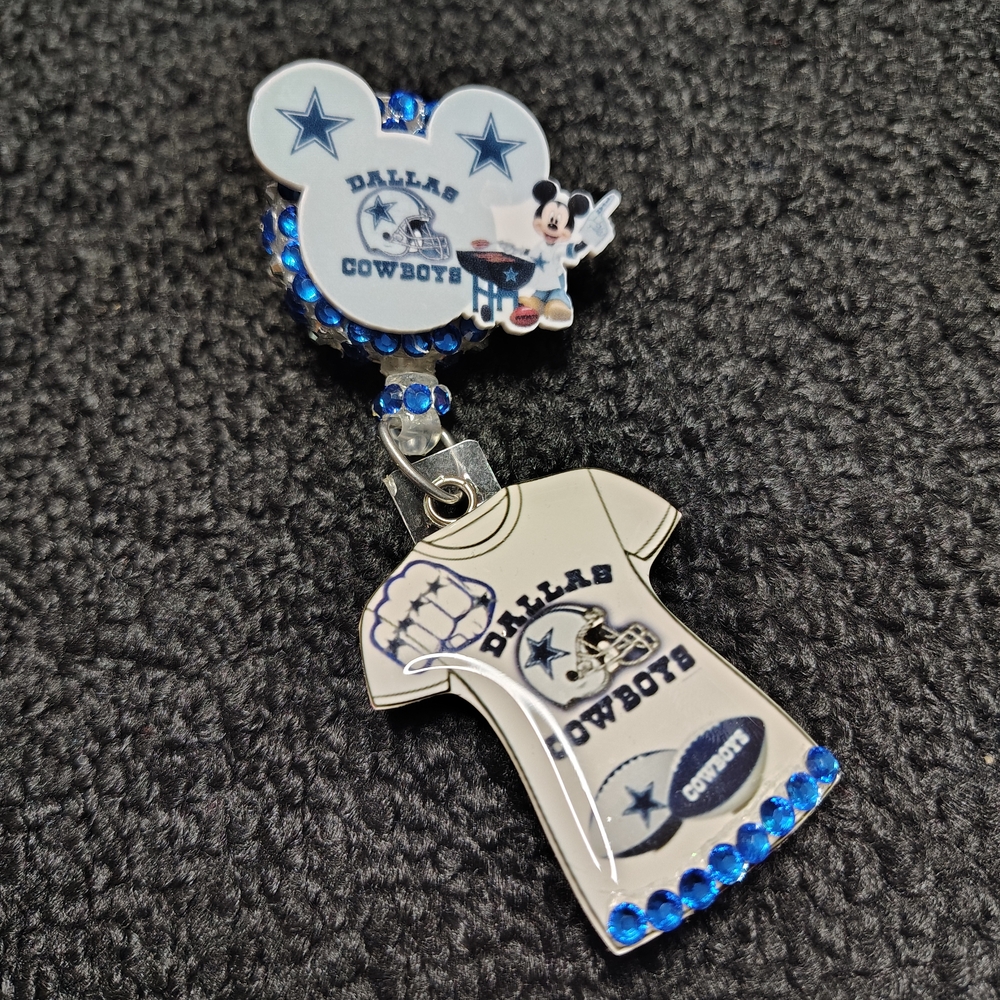 Dallas Cowboys Mickey Mouse Badge Reel Cute Badge Holder Id Holder Nurse Badge
